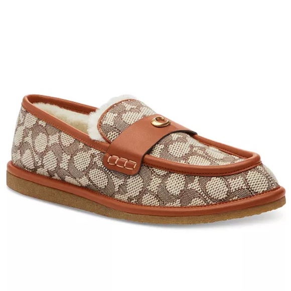 NWT! Coach Signature Forest Cozy Shearling Moccasin Slippers Loafers - Size 6 - Picture 3 of 8